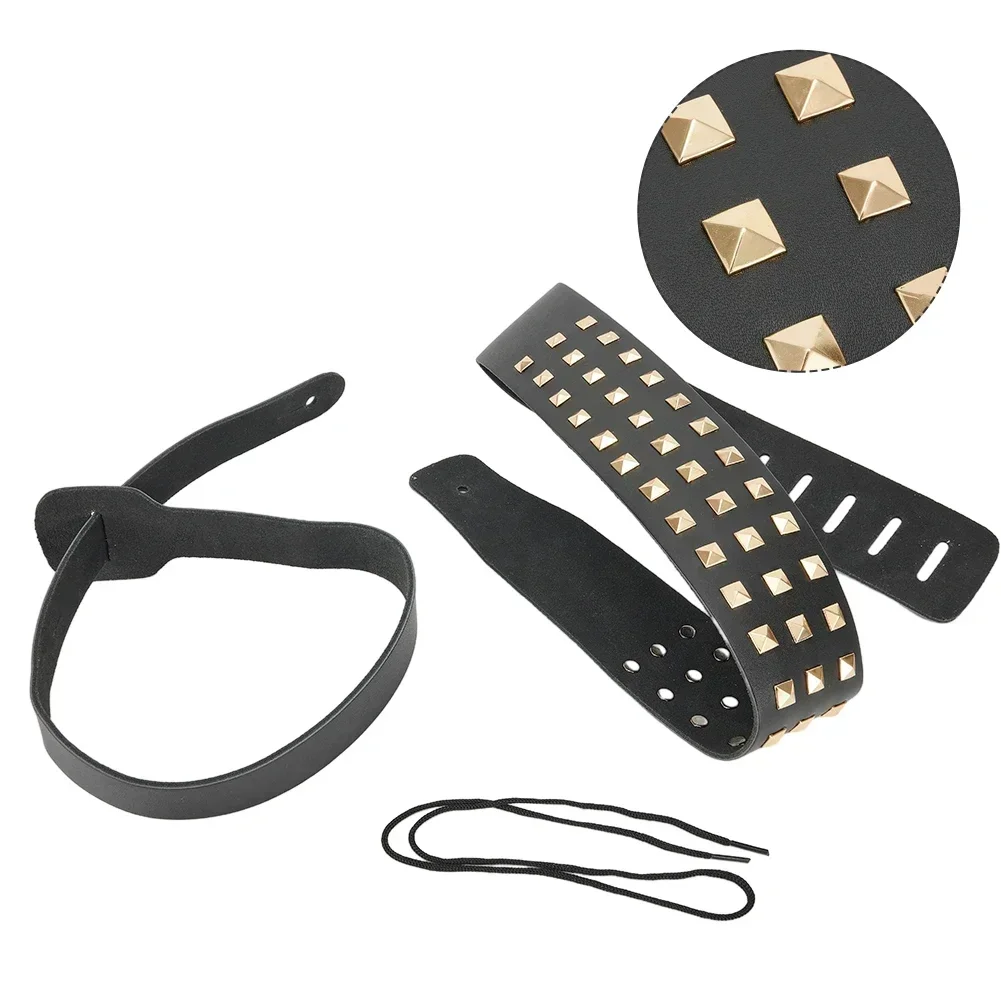 

Guitar Strap Metal Spike Studded Adjustable Heavy Duty Leather Guitar Parts For Electric/Acoustic Guitar/Classical Guitar/Bass