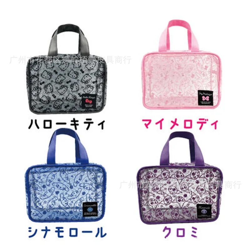 

Cartoon Hello Kittys Cosmetic Bag Sanrios Tote Bag Fresh Mesh Kuromi Fashion Printing Portable Embroidery Bags for Woman