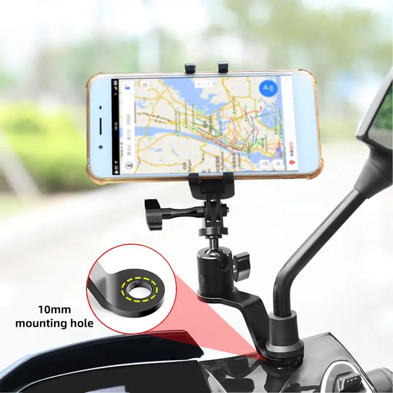 Motorcycle Rearview Mirror Aluminum Alloy Action Camera Holder Mount For GoPro MISSION 1/1 PRO/Insta360 X6/DJI Osmo Accessories