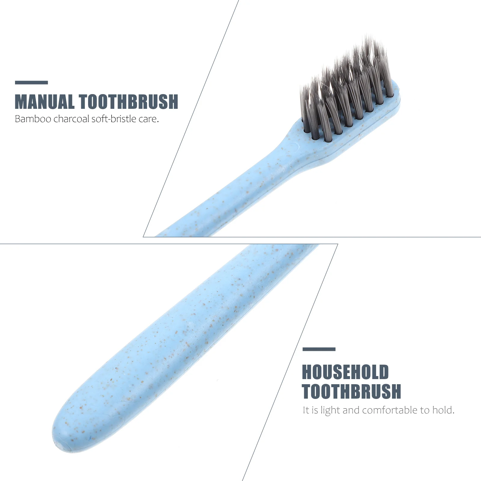 12Pcs Bamboo Charcoal Toothbrushes Soft Bristles Wheat Straw Handle Portable Travel Toothbrush Household Adults Oral Care Tool