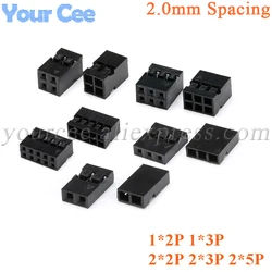 50pcs 2.0mm Dupont Head Plastic Shell Single / Double Row Dupont Connector 2P 3P 3P 5P 2*2P 2*3P 2*5P Housing Plug Female