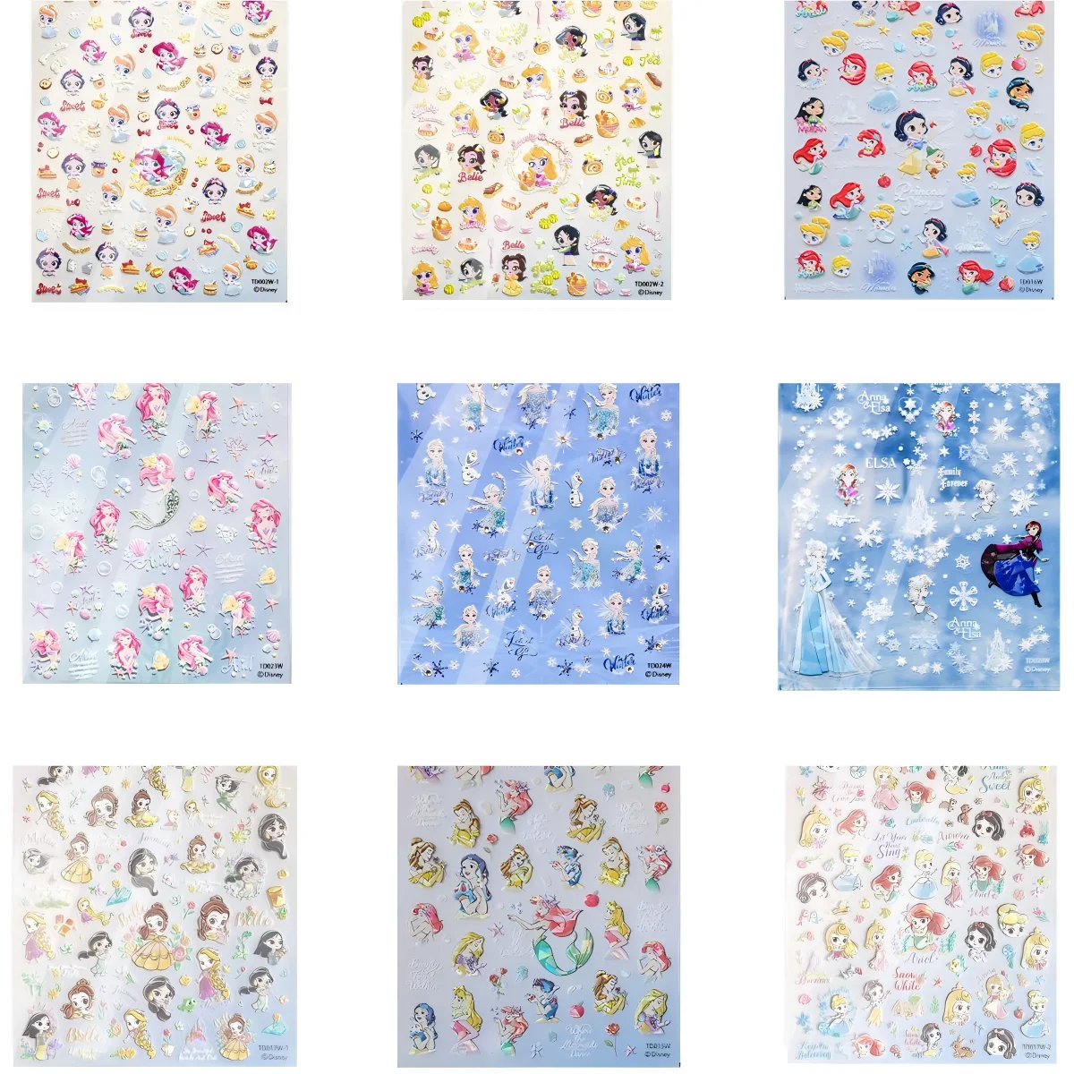 

9pcs 5D Disney Nail Stickers Cute Kawaii Cartoon Style Nail Supplies Suitable for Beginners Versatile Girly Stickers