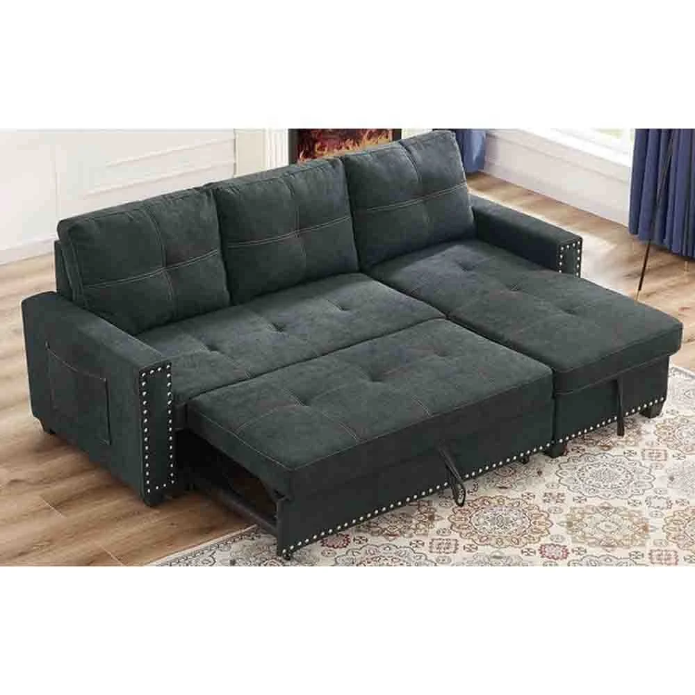 Best Seller Sleeper Sofa 3 Seater Sofa Set with Pull Out Bed and Chaise with Storage Function for Apartment