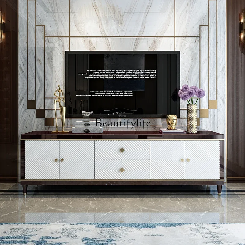 

ls 04 Light luxury Italian TV cabinet, modern simple living room paint villa home solid wood floor cabinet