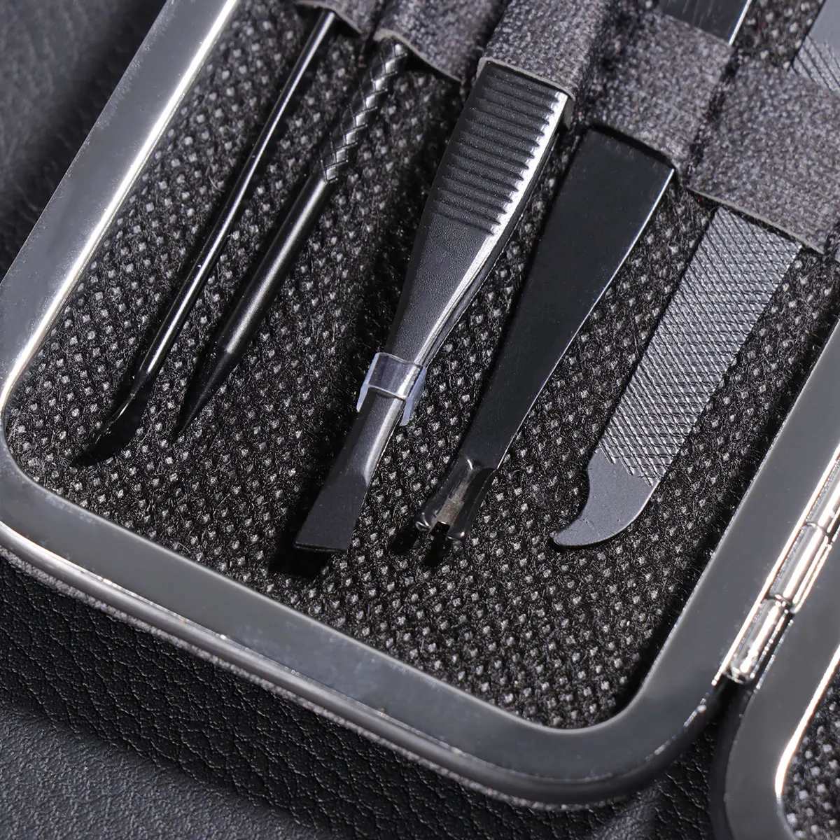 

8pcs Stainless Steel Manicure Set Nail Cutter Tools Pedicure Eyebrow Shaping Grooming Ear Cleaning Kit Portable Case Black