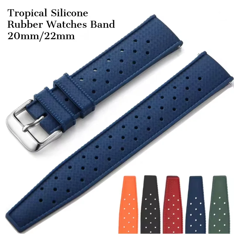 New Tropical Rubber Strap for Oris Seiko Citizen Quick Release Watch Band 20mm 22mm Silicone Tropic Strap Smart Watch Strap