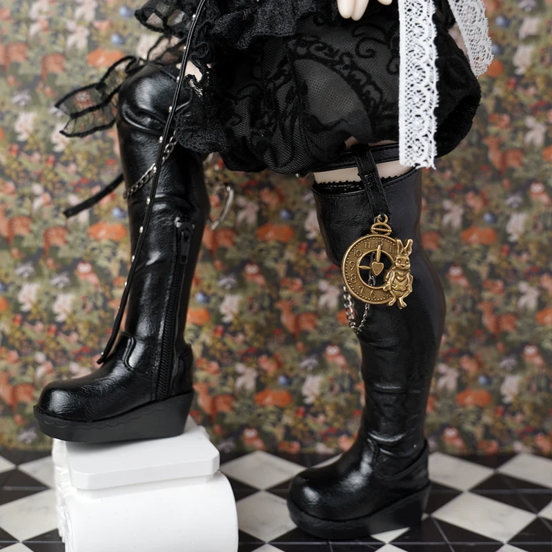 1/6 Bjd Puppe Schuhe 4cm * 1,8cm Handgemachte Mode Einfarbig Dicken Sohlen Leder Über Kniehohe Stiefel für Bjd Puppe Zubehör Spielzeug