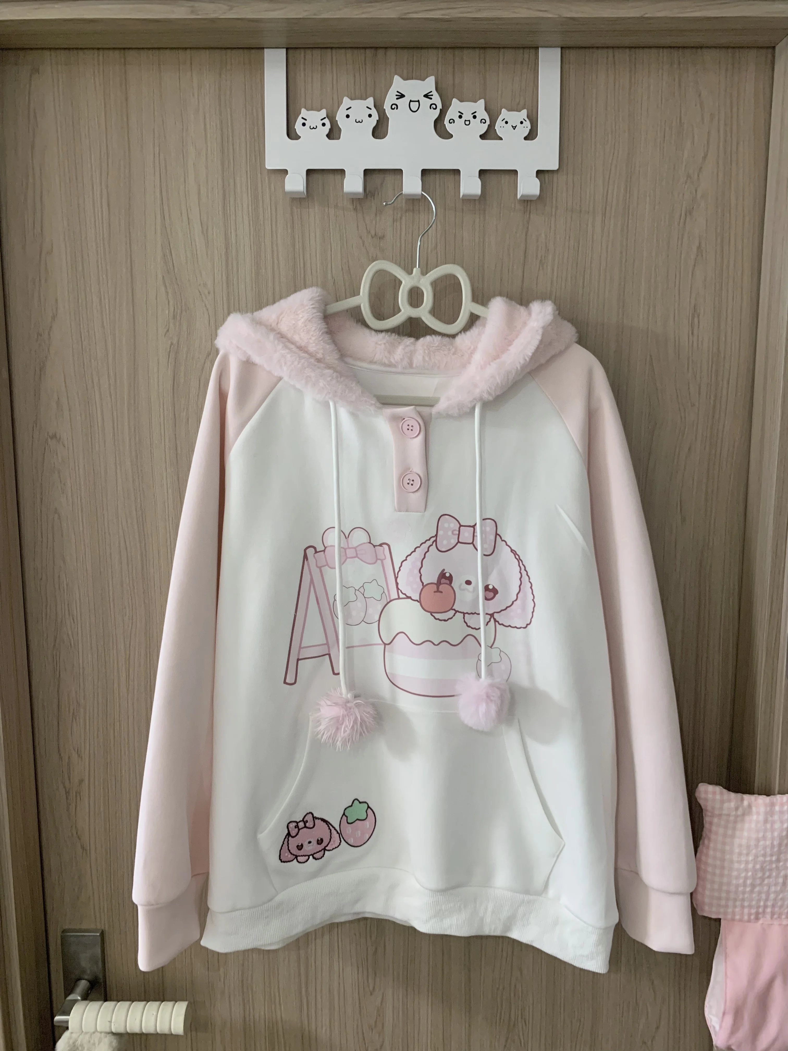 اليابانية Harajuku سترة مطبوعة الجمالية الجرونج بلوزة ثقافة فرعية لطيف Y2k القمم Kawaii طباعة مقنعين معاطف النساء بلوزات #4