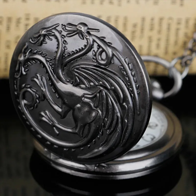 クラシックナインドラゴンエンボス加工 Gnale テーマ懐中時計ヴィンテージアクセサリーチェーンネックレス時計クォーツ懐中時計お土産ギフト