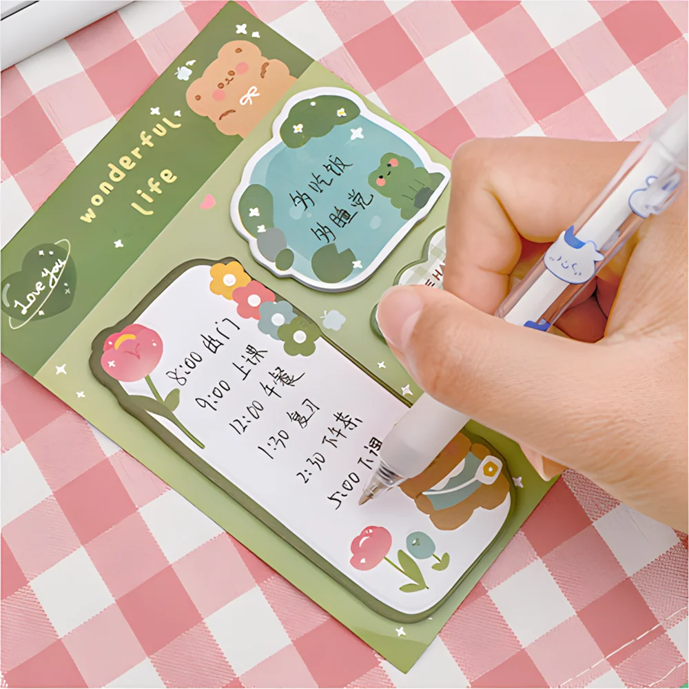 Cute Kawaii Sticky Notes Set Funny Cat Dog Bear Rabbit Memo Pad Post Notepads Girl Stationery Index Tab Checklist Planner Agenda