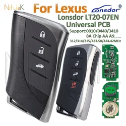 Smart Car Key Lonsdor LT20-07 For Lexus LS500 LS500H ES300H ES200 312/314/315/433/434 Universal 8A Generate LT20 Remote Shell