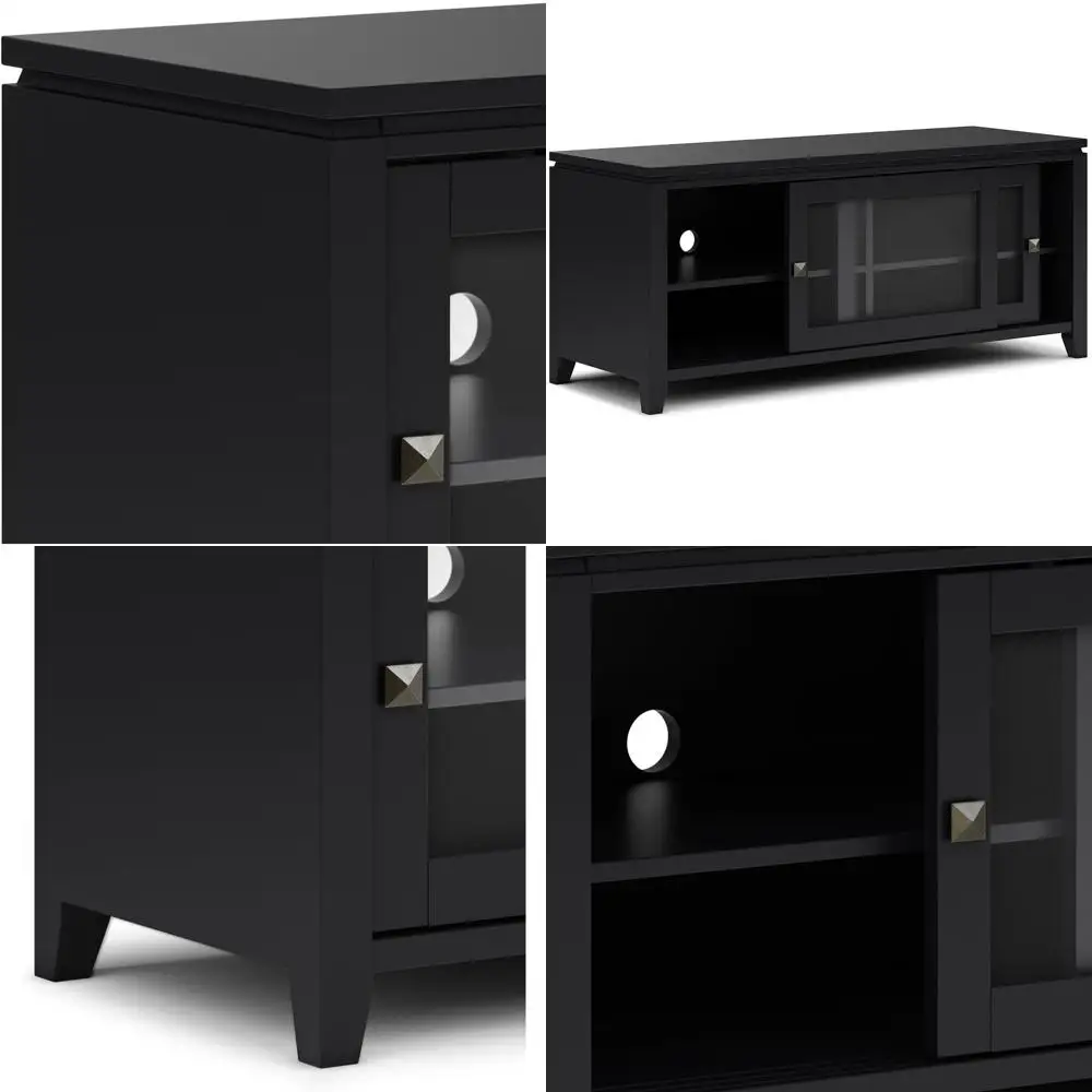 

Тумба под телевизор Cosmopolitan SOLID WOOD, 48 дюймов, современный дизайн, черная, для телевизоров до 55 дюймов, для гостиной и зоны отдыха.