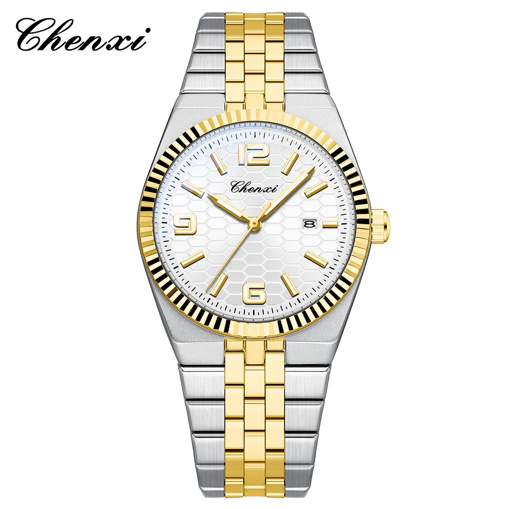 

CHENXI High-Quality Man Watch Fashion Date Luminous Waterproof Original Brand Quartz Men's Wristwatches with Gold Silver