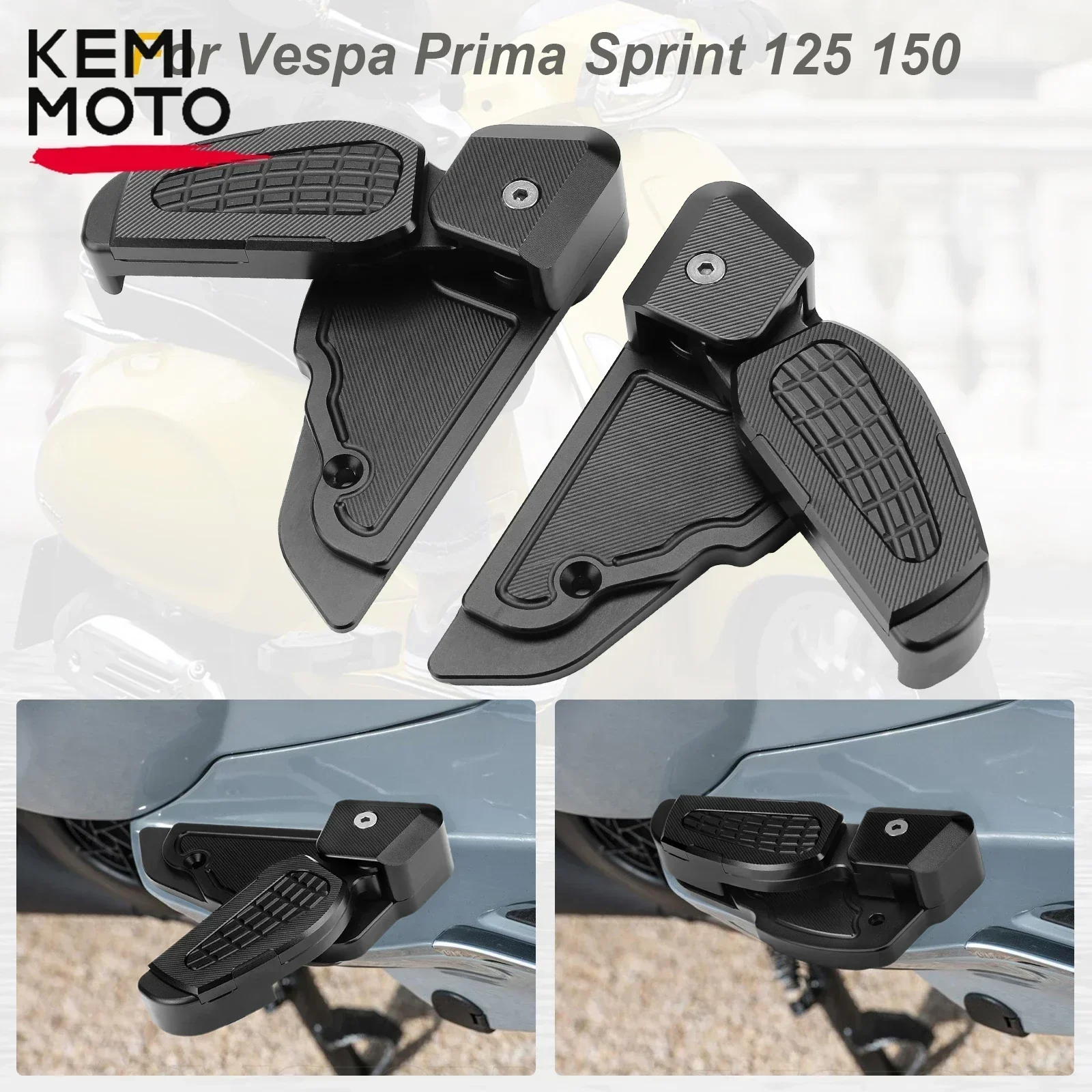 

Footrests For Vespa Primavera Sprint 125 150 2017 2020 Motorcycle Rear Passenger Foldable Foot Steps Extension PegsPedal Rests