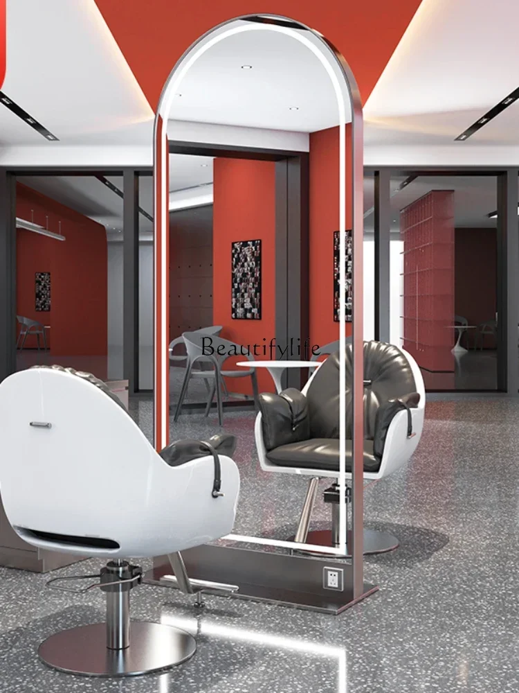 Barber Shop Floor Mirror with Cabinet for Hair Salon Hot Dyeing Full Body Hair Cutting Mirror