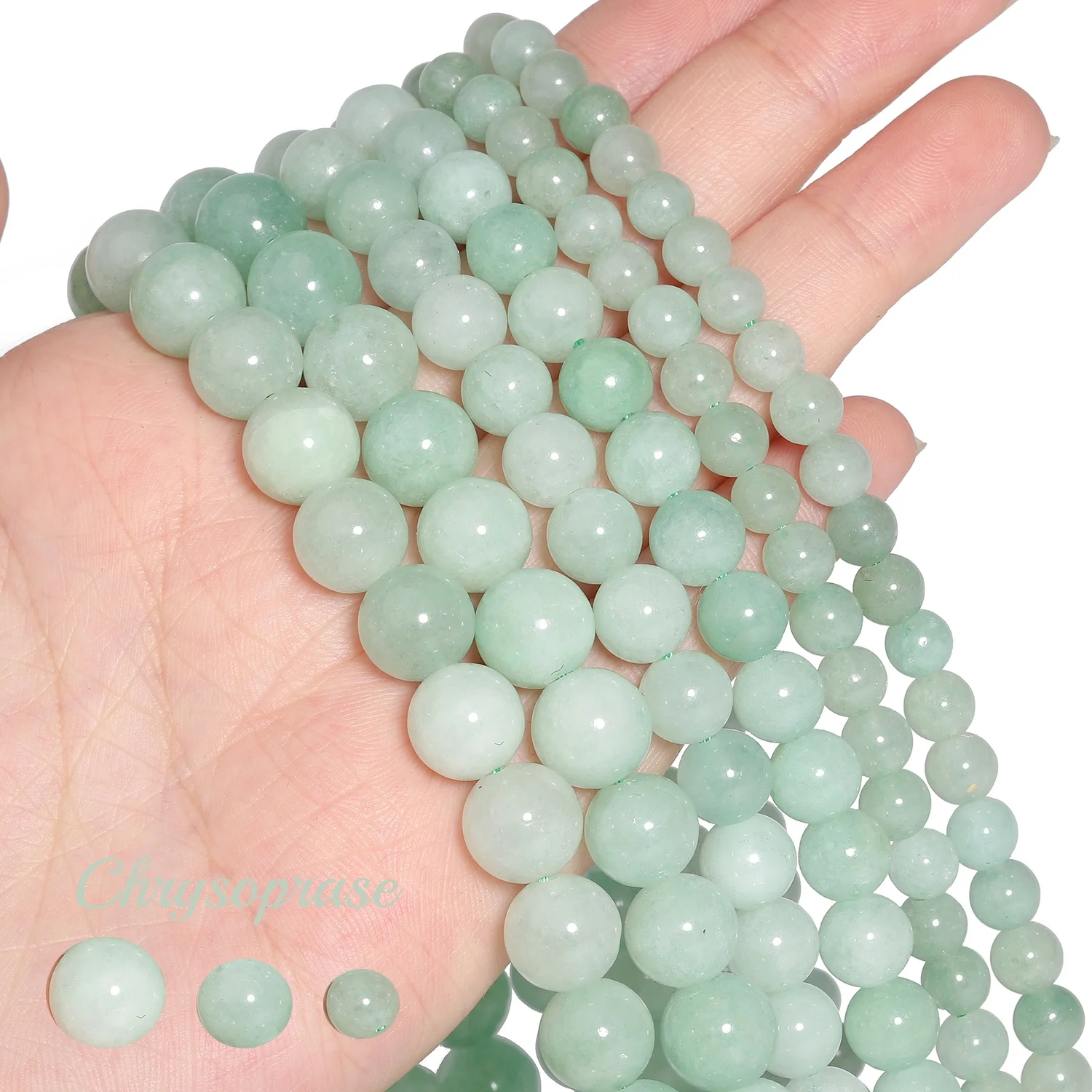Натуральный камень хризопраза, гладкие свободные круглые бусины для изготовления ювелирных изделий, модный браслет 6/8/10 мм, ожерелье, аксессуары для бисера