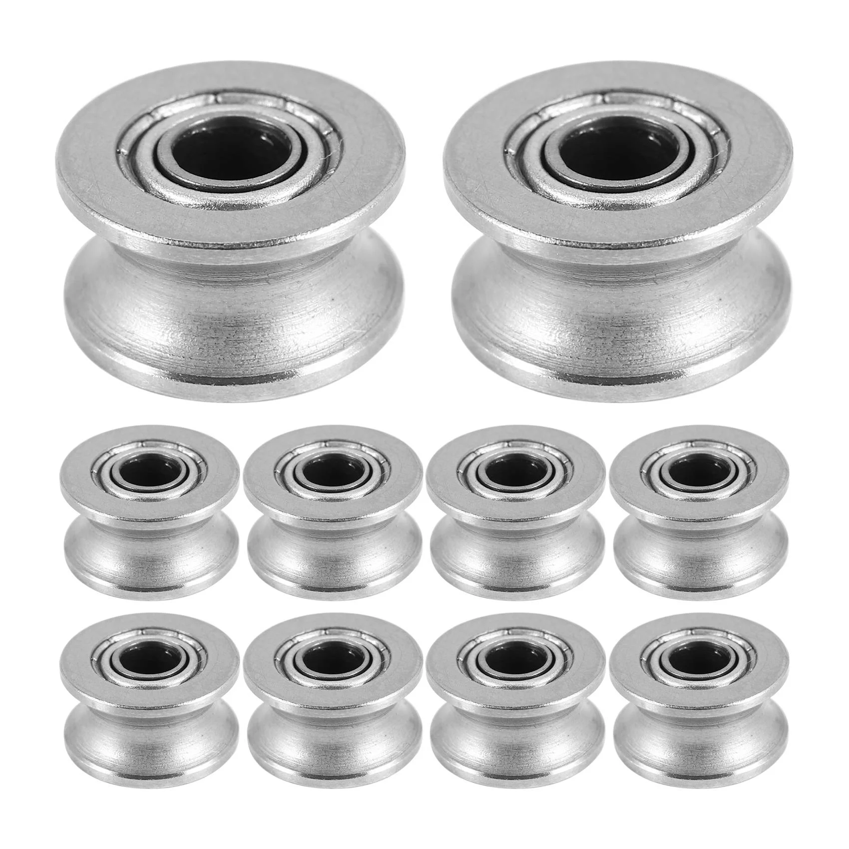 AB34-10Pcs U Groove Bearing U624ZZ Carbon Steel Durable V Groove Ball Bearing Pulley For Rail Track Linear Motion Systems