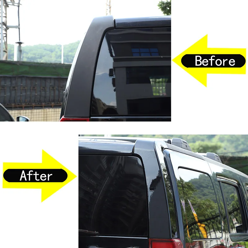 For Hummer H3 2005-2009 ABS Black Car Tailgate D-Pillar Decorative Cover Protective Cover Sticker Car Modification Accessories