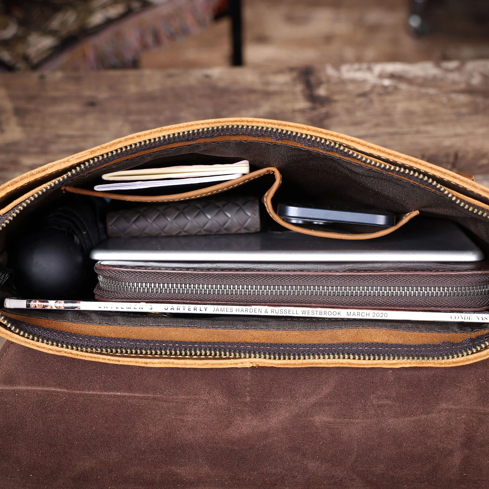 Vintage Herren-Aktentasche aus echtem Leder, 15-Zoll-Laptoptasche, Messenger-Taschen für Arbeit und Business, Crazy Horse Rindsleder-Handtasche für Männer, La – Detail 21