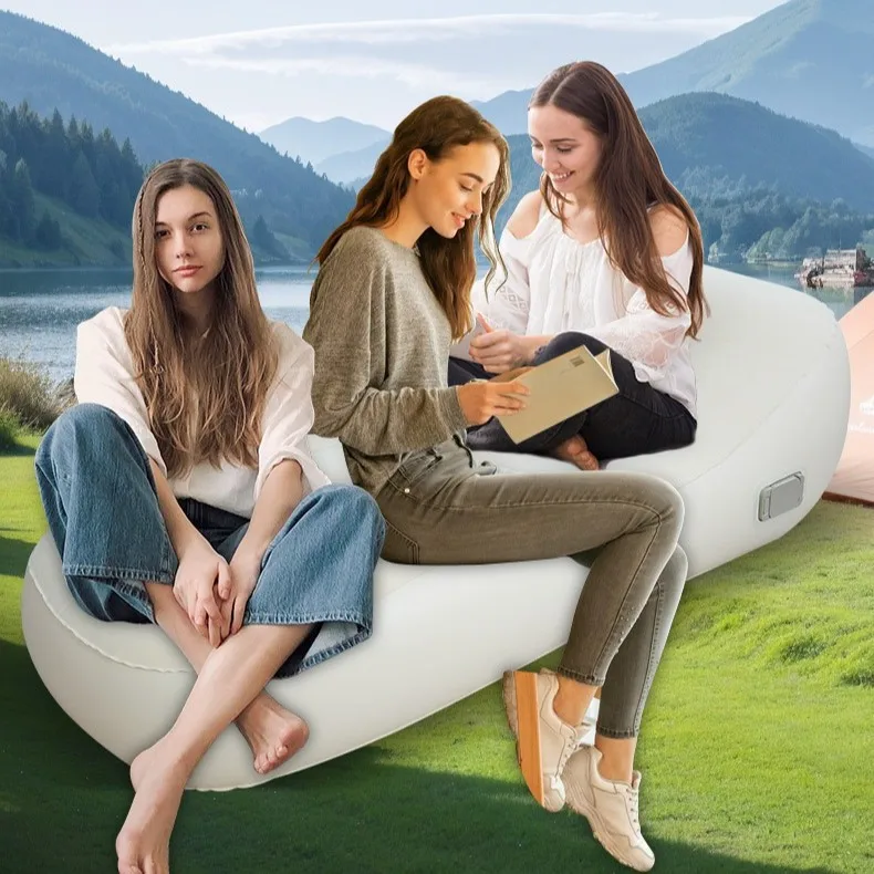 One-click adult inflatable sofa lazy outdoor camping leisure air cushion bed indoor office lunch break air lounge chair