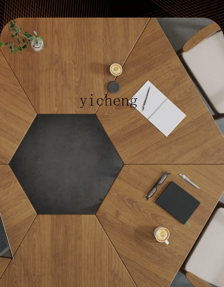 TQQ solid wood business folding conference table set office reception negotiation training table can be spliced