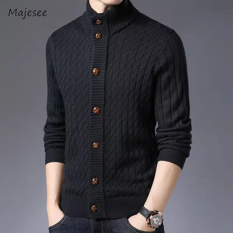 

Solid Cardigan Men Spring Long Sleeve Leisure Japanese Commuting Style Daily Comfortable Chic Streetwear Stylish Handsome Simple