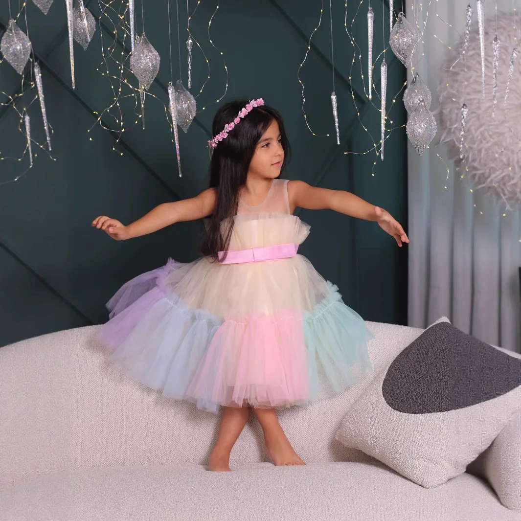 

KCCCB723 year old dress Amazon cross-border foreign trade new popular girls color matching tutu skirt cake skirt children's dres
