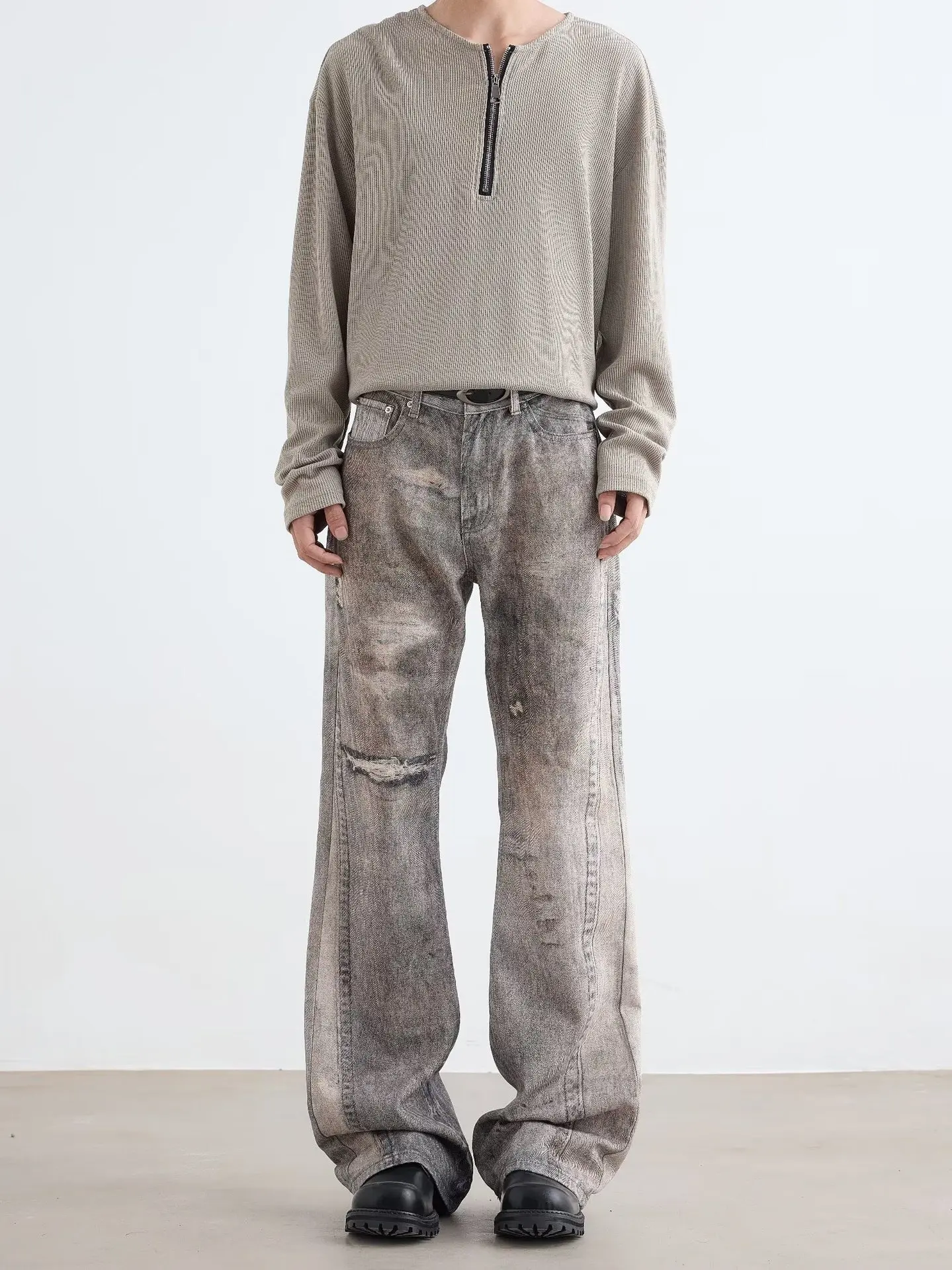 

Мужские джинсы Bootcut, дизайнерские рваные джинсовые уличные верхняя одежда, модные мужские широкие брюки, тонкие камуфляжные брюки, бренд