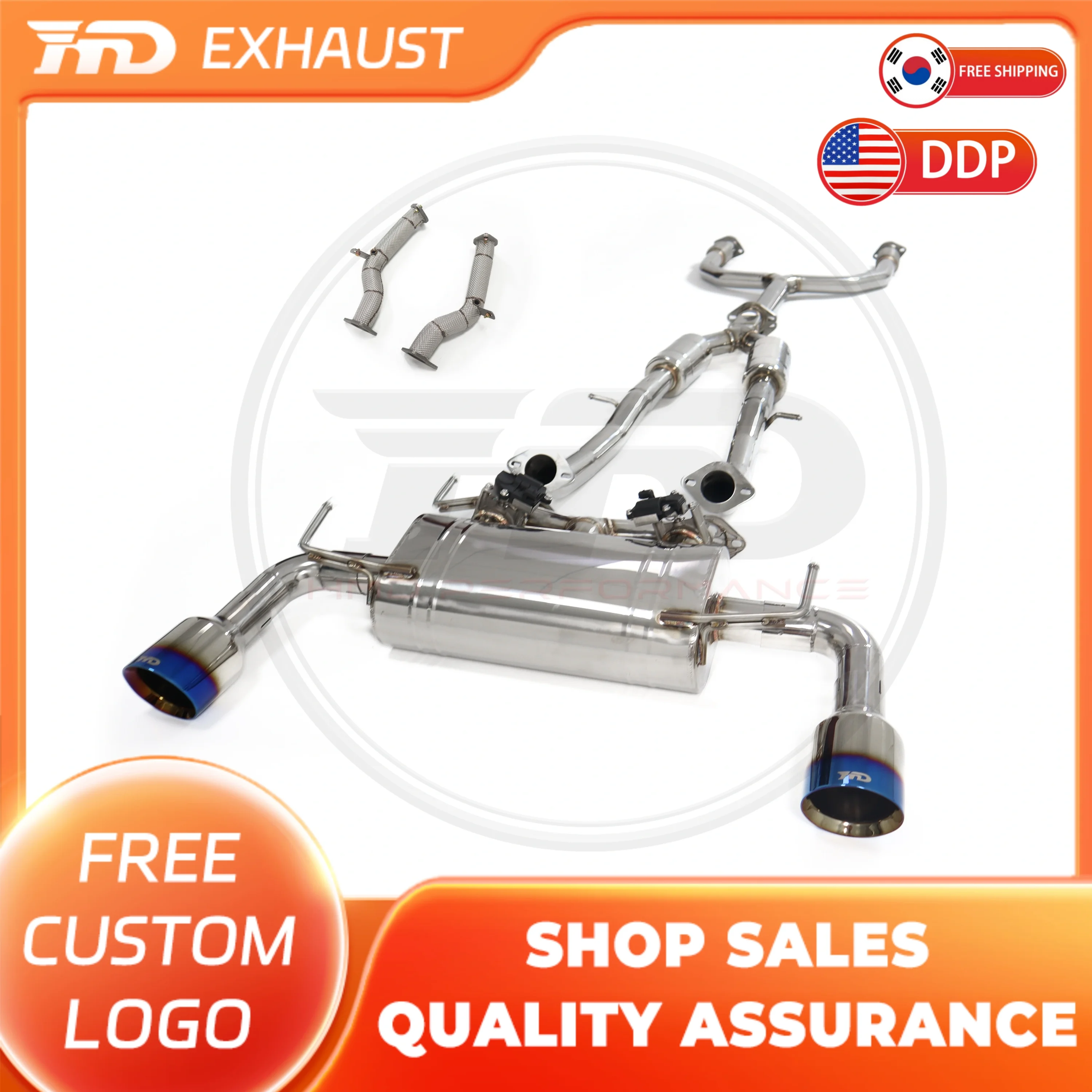 

HMD Hot sale Stainless Steel Exhaust System Performance full exhaust Catback for Nissan 370Z 3.7L Muffler With Valve tips car