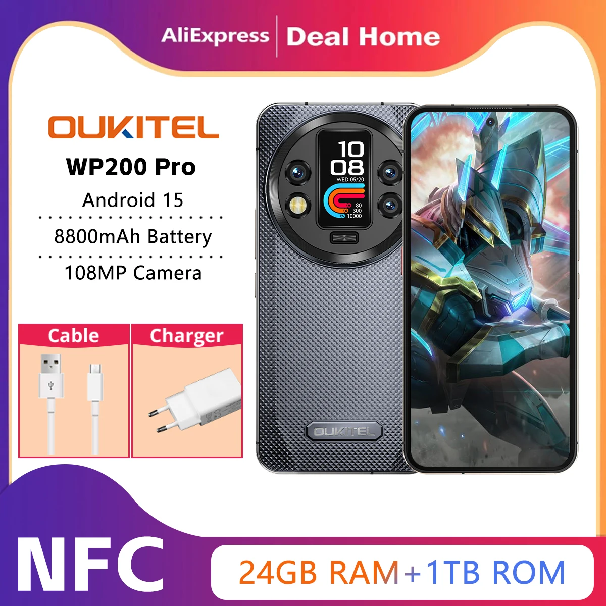 Oukitel WP200 Pro 24GB+1TB 5Gタフネススマホ 6.7インチ Android 15.0