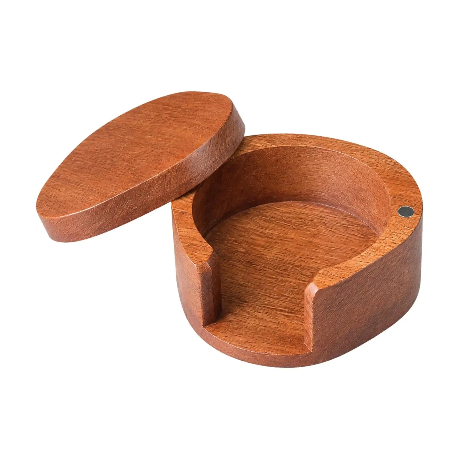 Round Coffee Strainer Paper Storage Box with Lid Dust-Resistant Acacia Wood Coffee Strainer Miniature Holder for Countertop Area