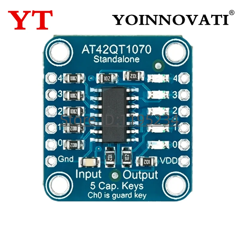 AT42QT1070 Touch Sensor Switch Module 5-Channel Capacitive Touch Board Multi-Touch Sensor Module for Arduino DIY