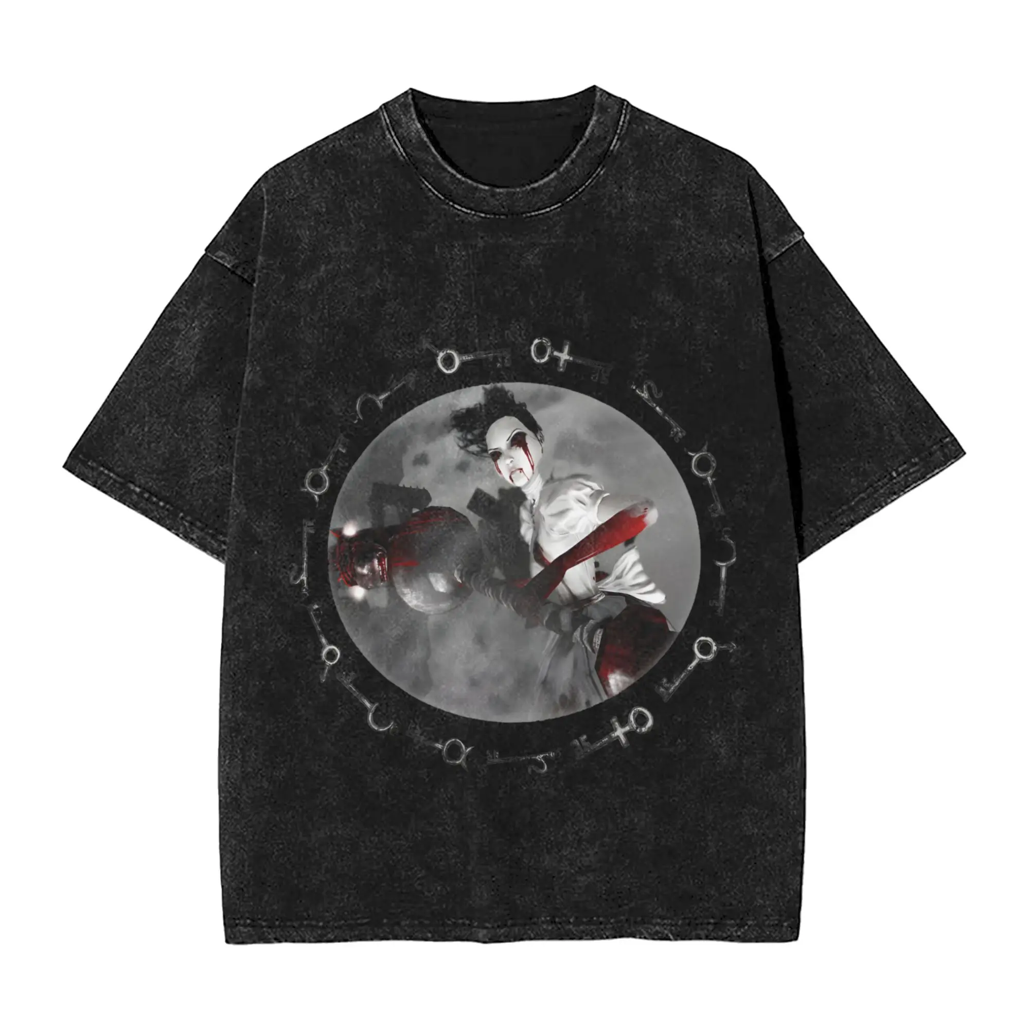 Alice Madness Returns Men's T Shirt Washed  Funny Tee Shirt Short Sleeve Round Collar T-Shirt Pure Cotton Plus Size Tops