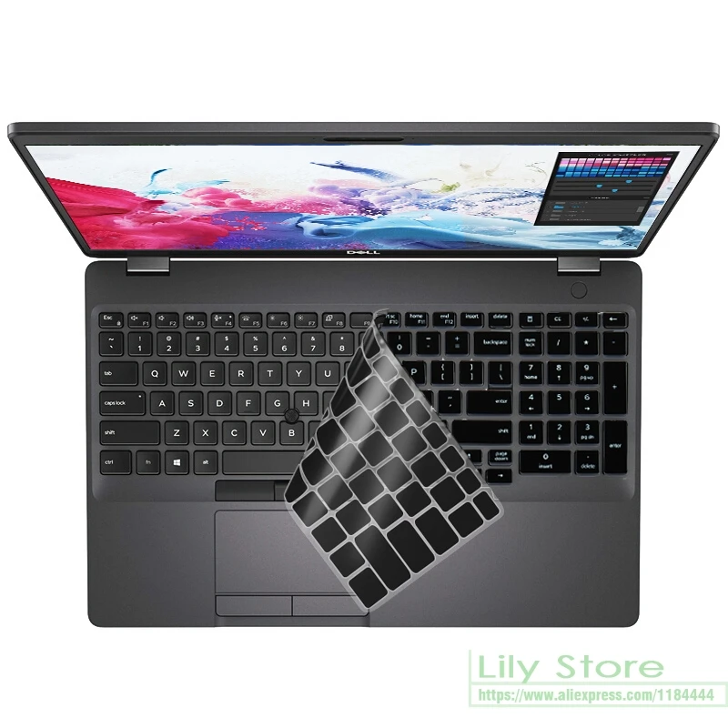 Capa protetora de teclado de silicone para laptop Dell Latitude 5000 5500 5501 e Precision 3540 3541 de 15,6 polegadas (com ponto)