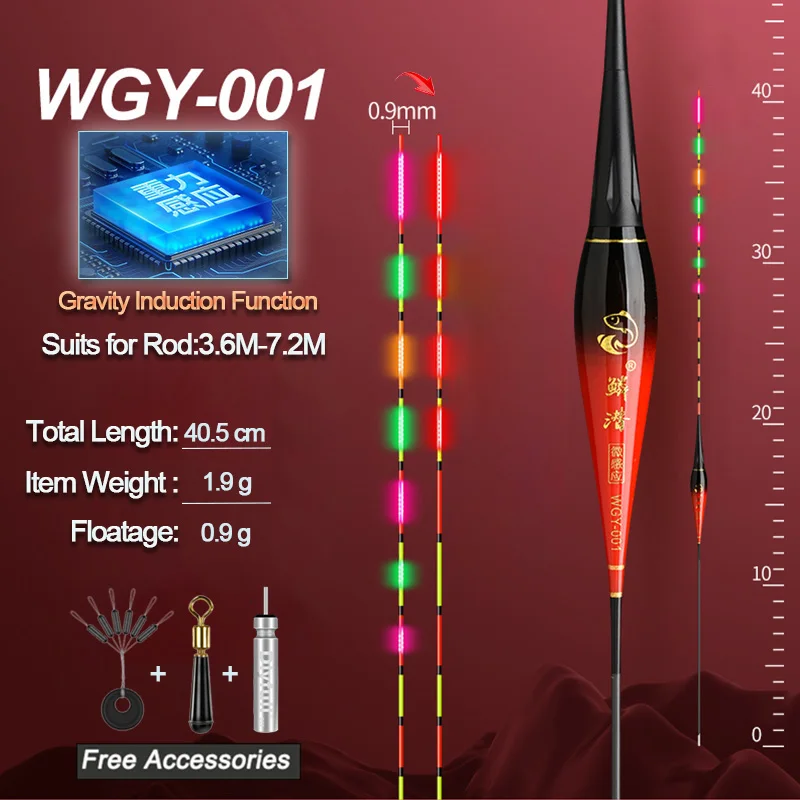 

Gravity Sensor Fishing Floats Day&Night Fishing Electric Bobber Build-in Smart IC Fish Bite Antenna Color Change Function
