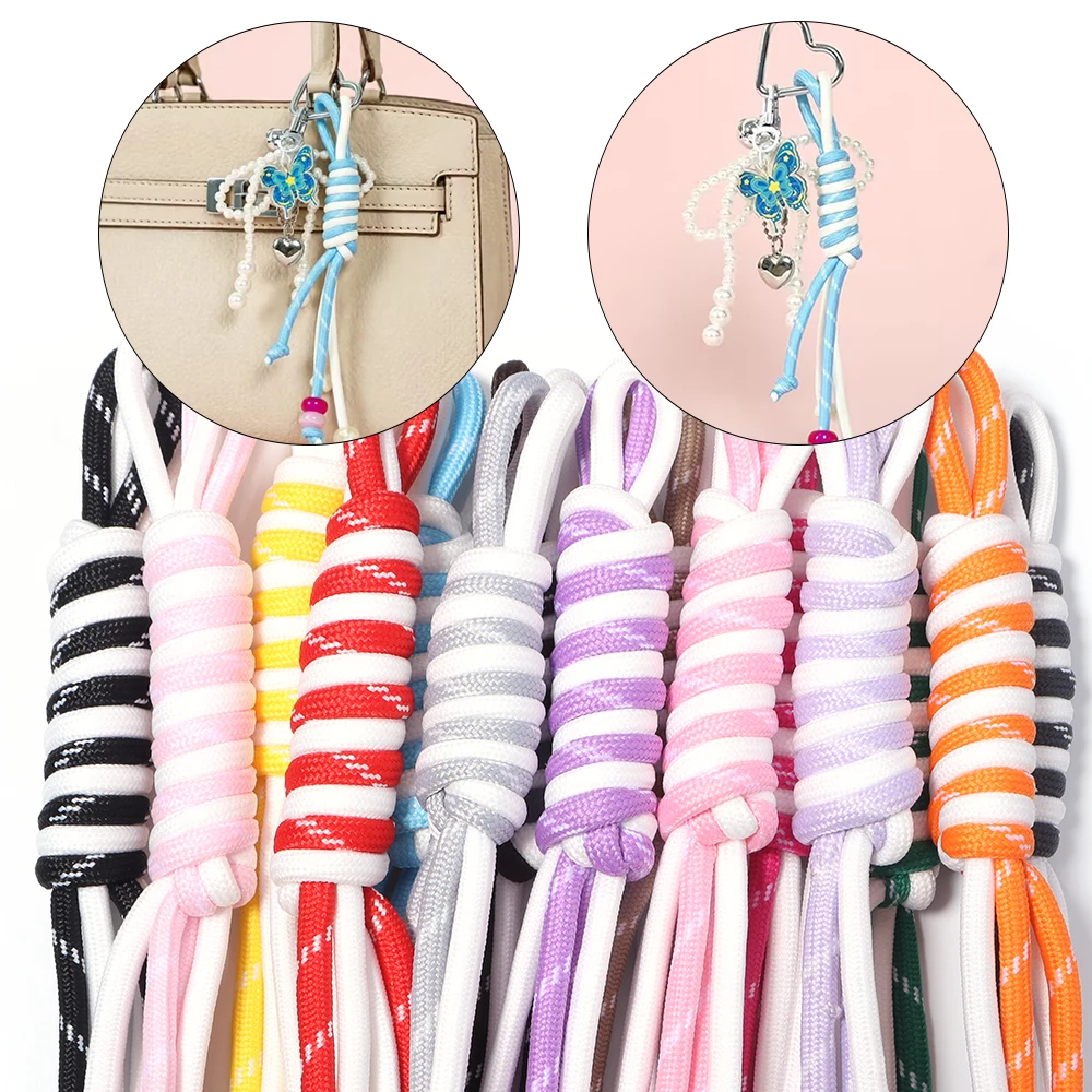 4 Stück/Set farbige Schlüsselbänder, handgefertigte geflochtene Anti-Verlust-Kordeln für DIY-Schlüsselanhänger, Taschen, Handyketten, Deko-Accessoires
