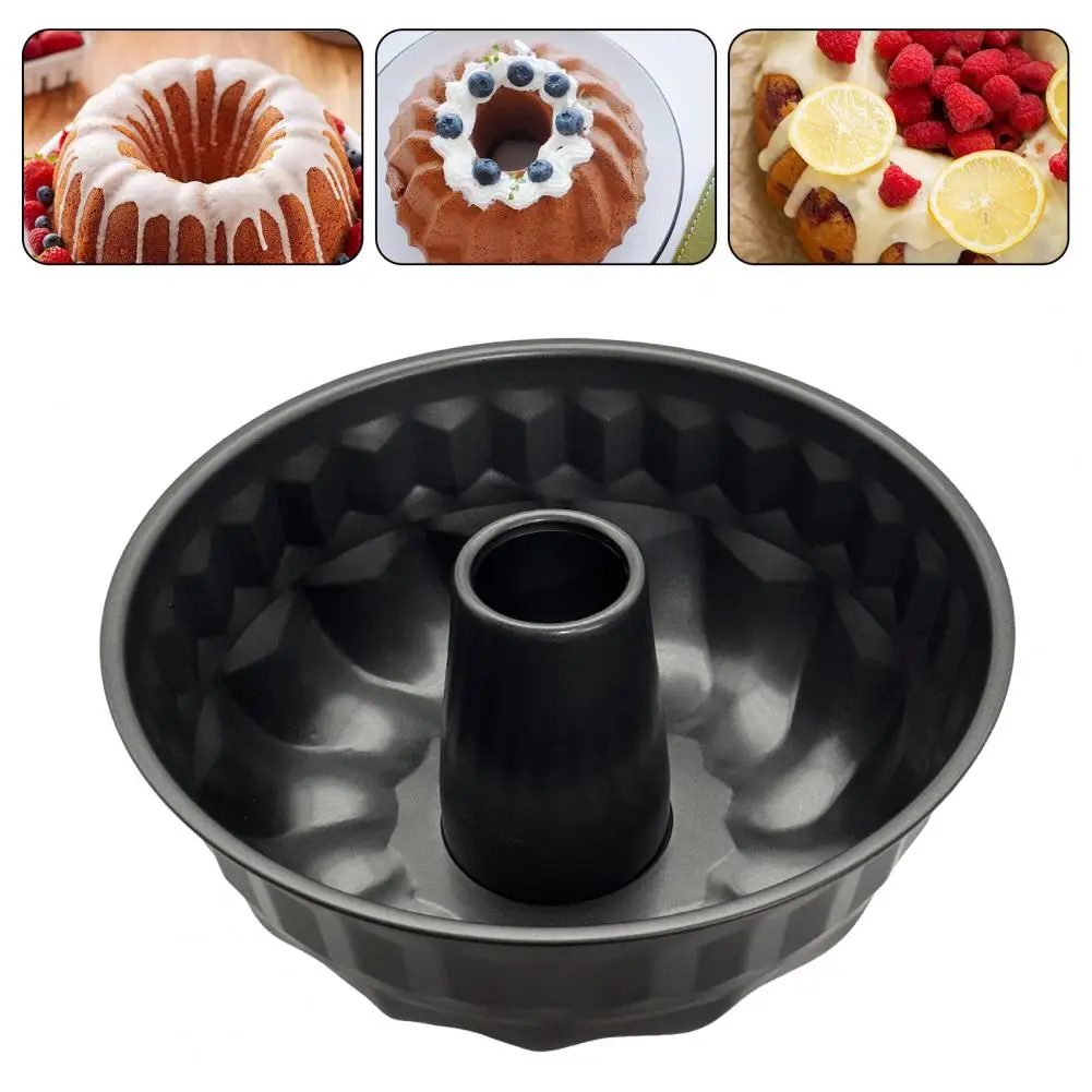 Oven-safe Cake Mold 9.5 Inch Non-stick Fluted Tube Cake Pan Heavy Duty Carbon Steel Round Baking Mold for Pound Cakes