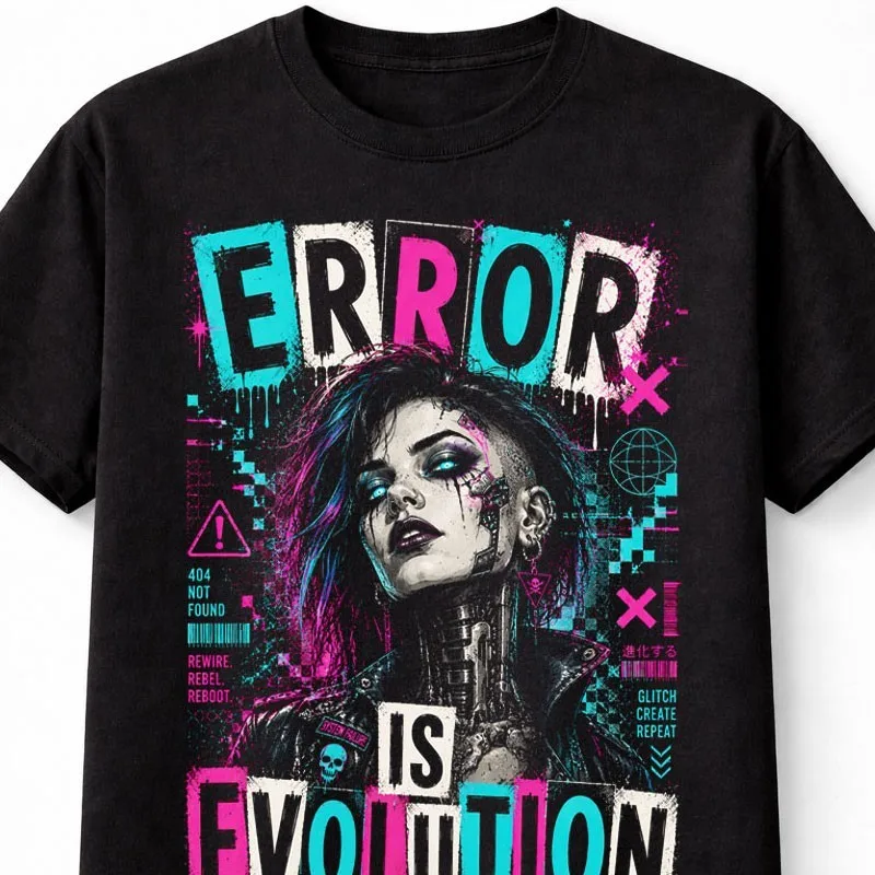 Error Is Evolution  Glitch Goth Futuristic Unisex T-Shirt