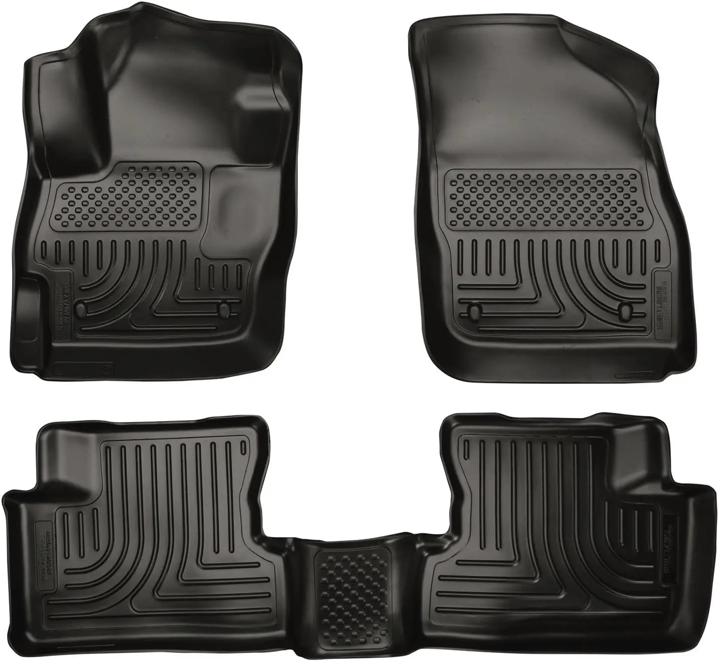 Mazda all-season floor application, no material specified, black color, 3-piece custom fit floor mats