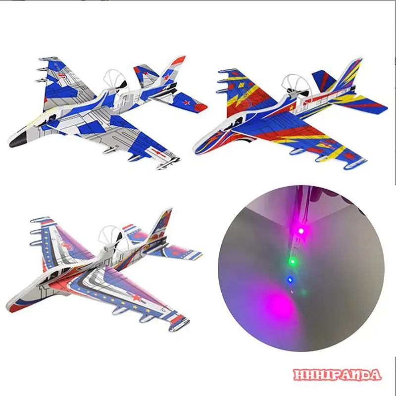 Hot Play Hand Throwing Airplane Electric Plane Foam Airplane Electric LED Foam Throwing Glider Aircraft Model Outdoor Boys Toy