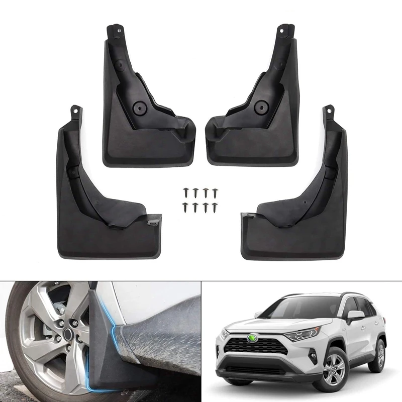 4PCS/Set Mudguards For Toyota RAV4 2019 2020 Front Rear Mud Flaps Guards Splash Fender 43X25x15cm Exterior Parts