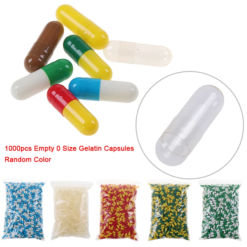 100PCS/1000PCS Empty Gelatin Capsule 0#/00# Empty Colors Capsules Hollow Hard Gelatin Transparent Seperated Joined Capsules