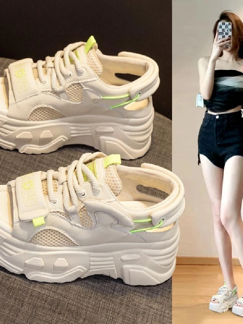 

Женские босоножки на каблуке Spor Thi, летние уличные пляжные oes 2024, новая платформа в римском стиле, Hole oes, повседневные сандалии с вырезами...