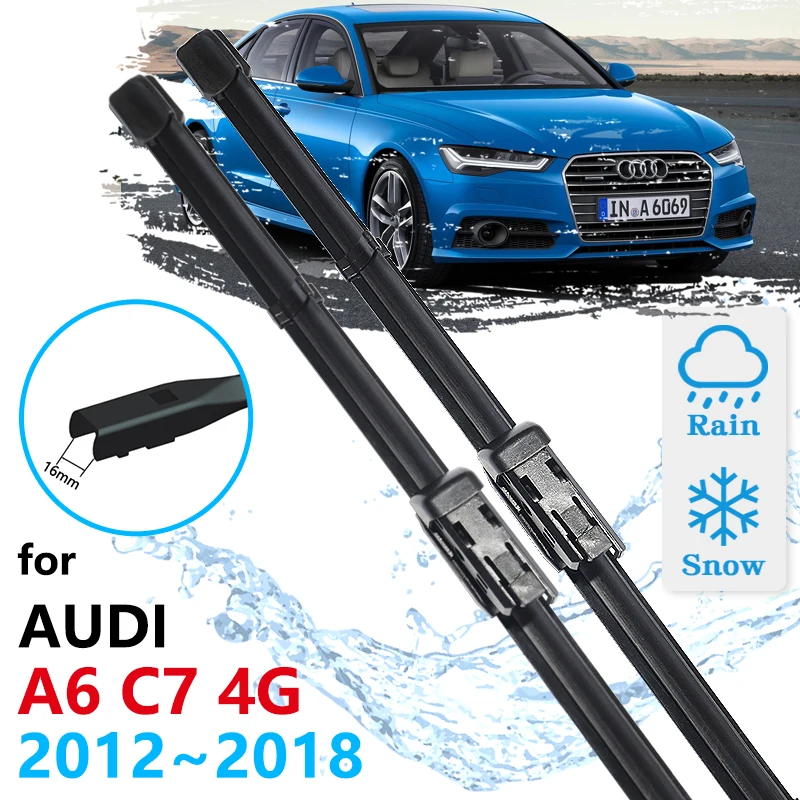 Car Front Wiper Blade For Audi A6 C7 4G 2012 2013 2014 2015 2016 2017 2018 Windscreen Windshield Accessories Window Brushes 2pcs