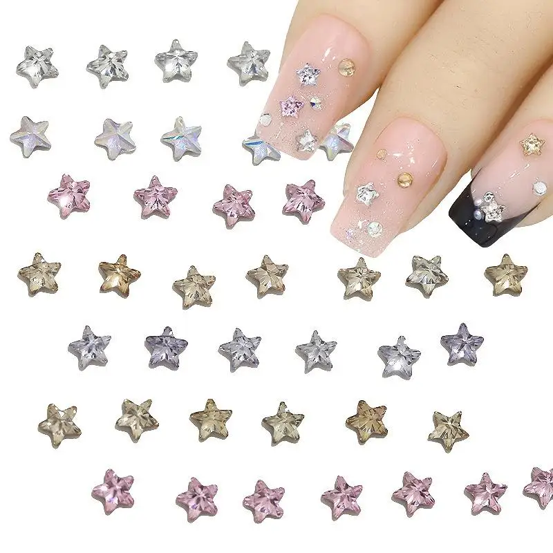 50 Stück Stern mit flachem Boden, Zirkon, Strass, Nagel, DIY, Maniküre, Dekoration, Zubehör, Nagelanhänger