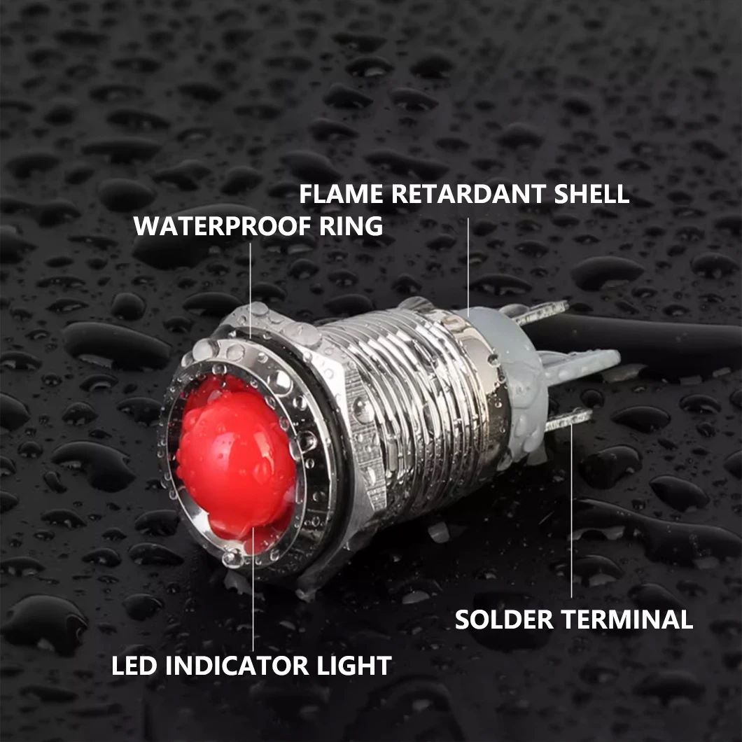 ABILKEEN 10PCS 16MM Metal LED Indicator Light AC/DC 3~220V IP65 Waterproof Mini Signal Pilot Lamp with 2Pin Solder Terminal