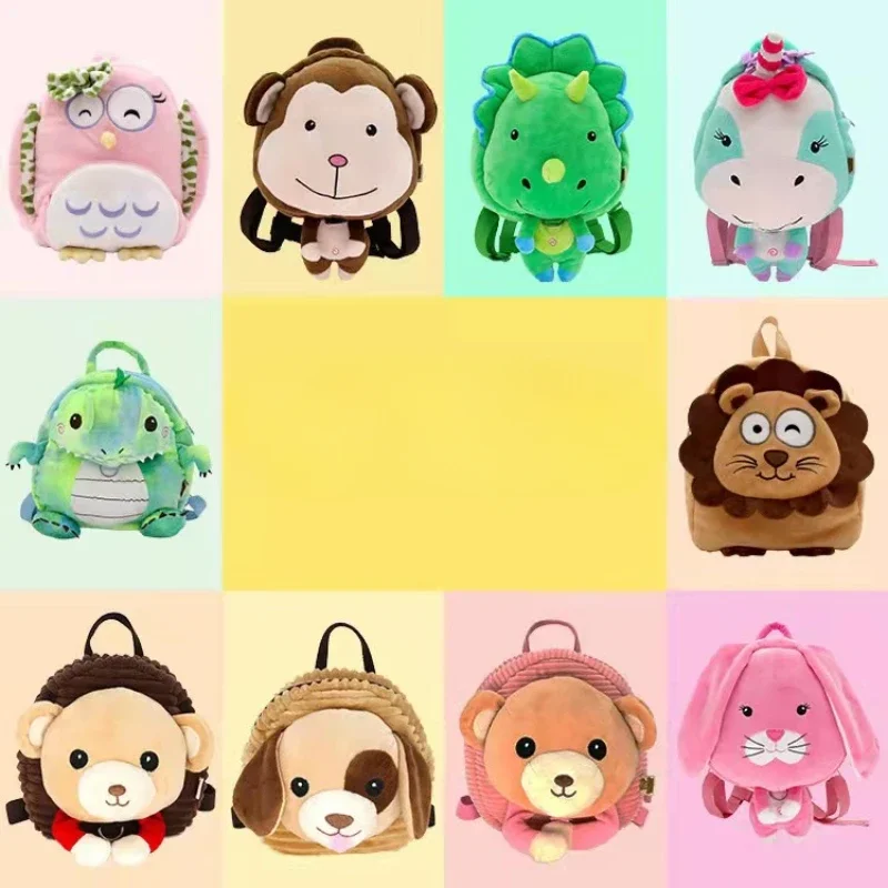 Mochilas fofas de pelúcia de desenho animado, bolsa anti-perda para meninas, crianças, mochila infantil para meninas e crianças pequenas