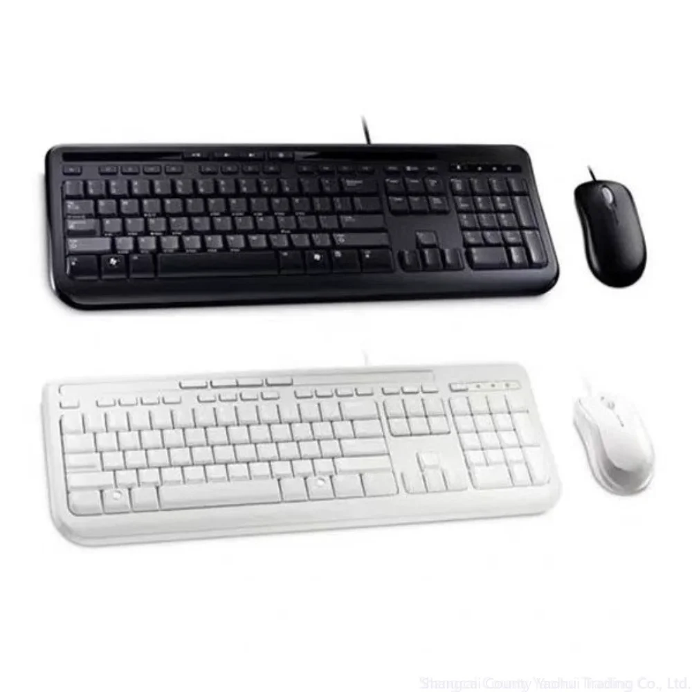 For Microsoft 600 Wired Keyboard and Mouse Set Multimedia Silent Waterproof USB Combo for Office and Gaming Laptop Accessories