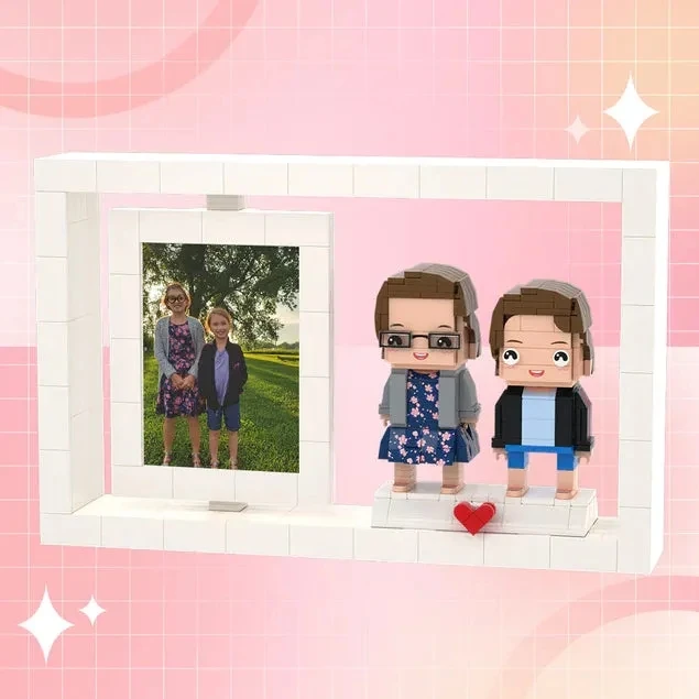 

Valentine's Day Gifts Full Body Customizable 2 People Photo Frame Best Sisters Custom Brick Figures Small Particle Block Brick