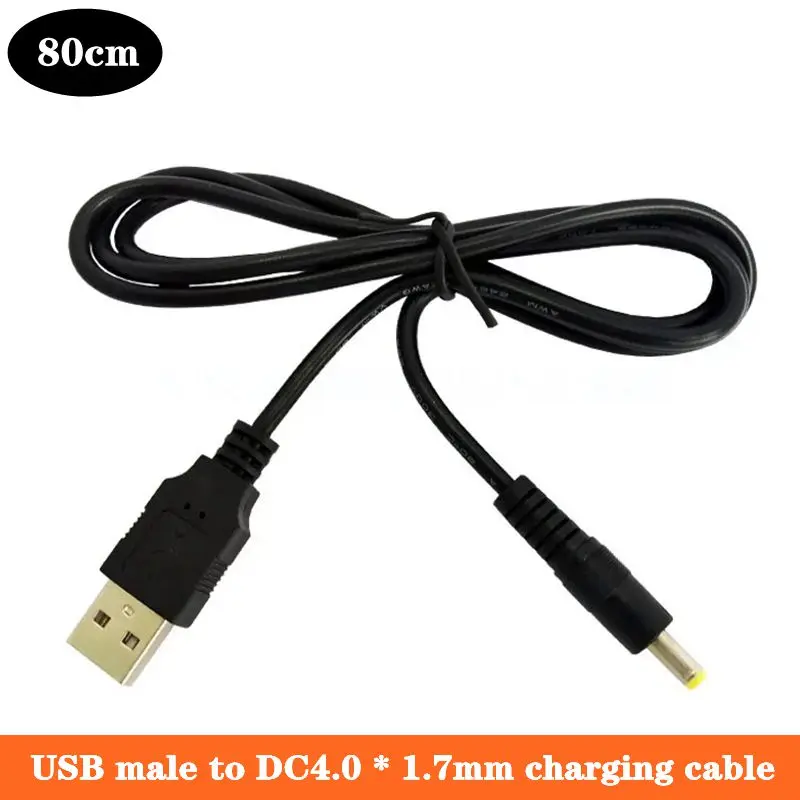 Cable de alimentación USB macho a DC4.0, Cable de carga de CC de 4,0mm x 1,7mm, 80CM